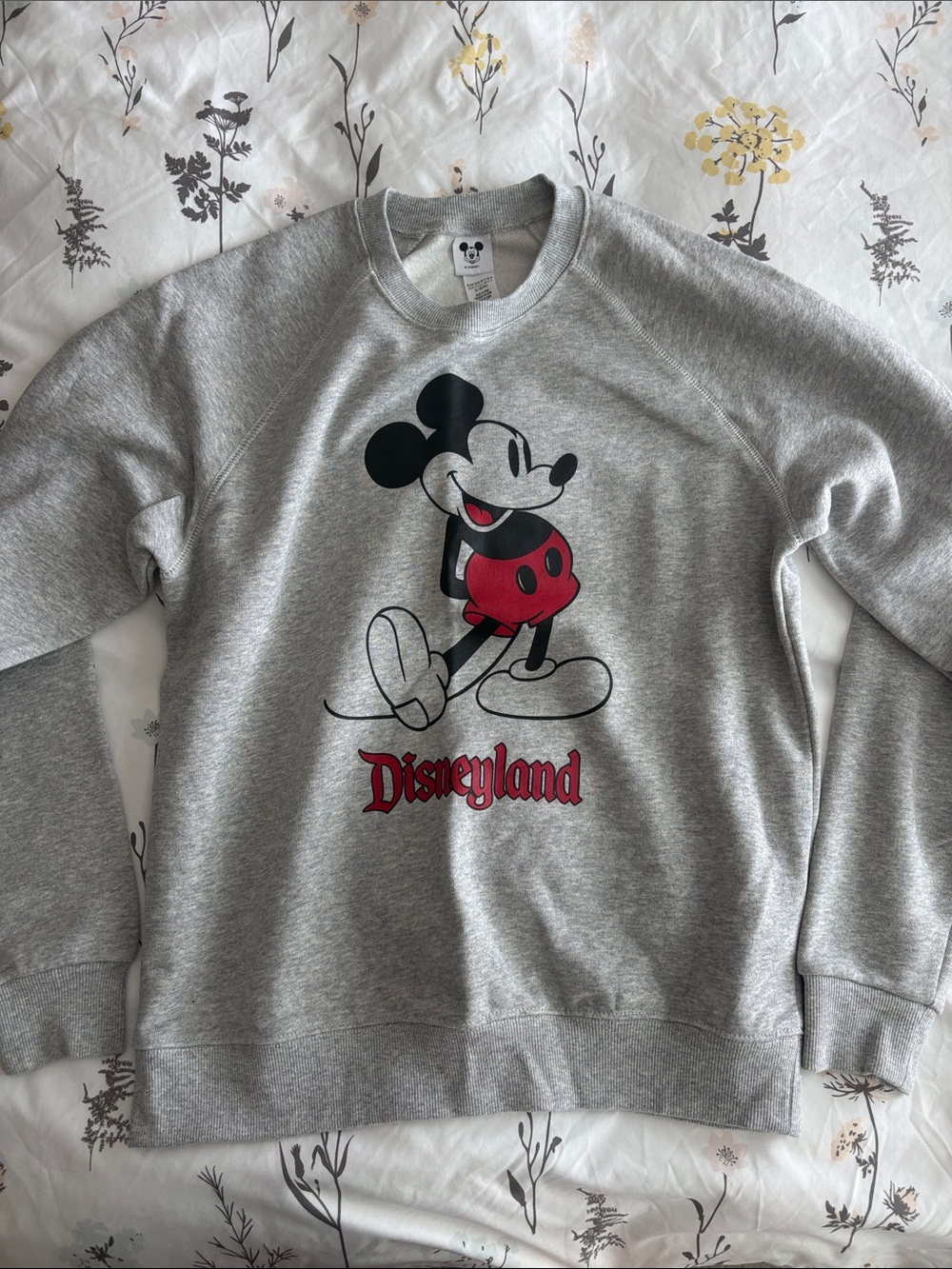 Disney Grey Crewneck Sweatshirt with Mickey Mouse and Red Accents